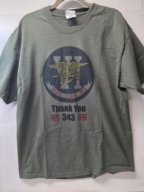 SEAL Team Six Thank You NY 343 FD Tribute T-Shirt Olive Green XL